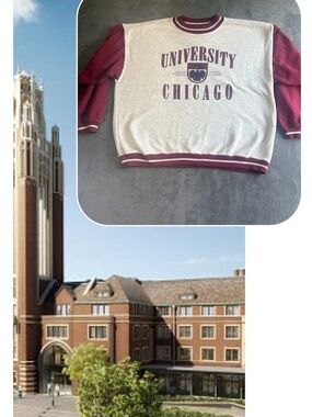 VTG 80's University Chicago Maroon and Cream Crewneck Sweatshirt Mint Condition